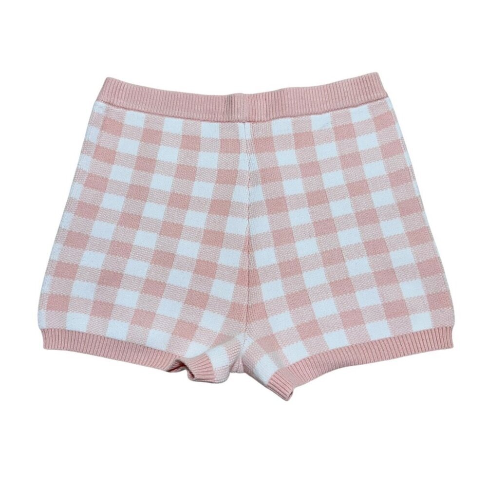 L*Space Size M Francie Short Pink White Gingham Knit Ribbed High Rise NEW NWT - Picture 7 of 13